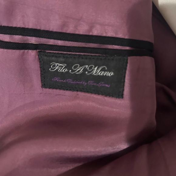 Holland & Sherry Black with Black pinstripe suit coat - Picture 4 of 5